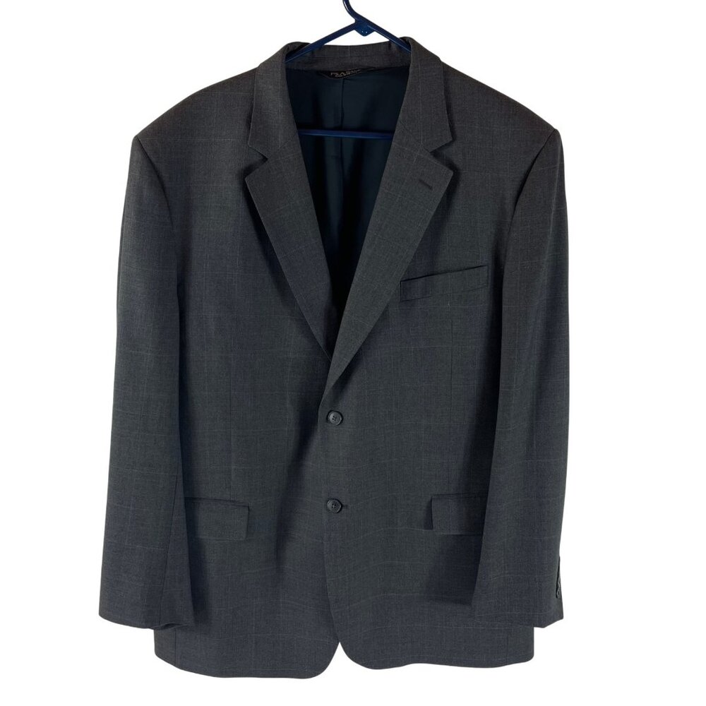 Jos A Bank Travelers Wool Blazer Jacket Mens 46L Gray Window Pane Sport Coat‎